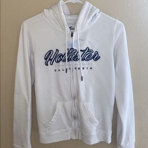 Girls logo full-zip hoodie in white/blue